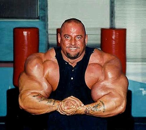 This isn's steroids.  He uses synthol, which is oil used to inflate muscle tissue.  This is what bitch ass punks like Greg Valentino use because they're insecure little pussies.