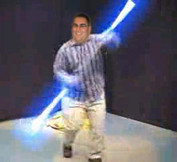 Just make some lightsaber noises 

"Whoosh whoon woon shwooon"