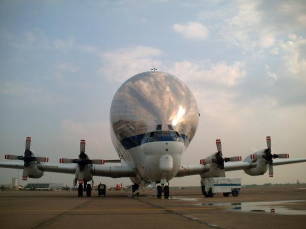 NASA's super guppy carries smaller hulled planes from base to base.