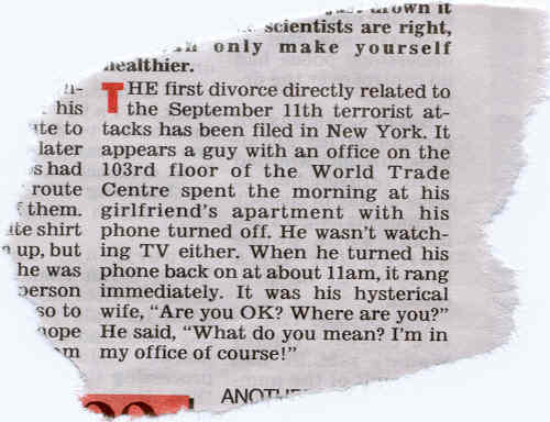 September 11 Divorce Newspaper Article