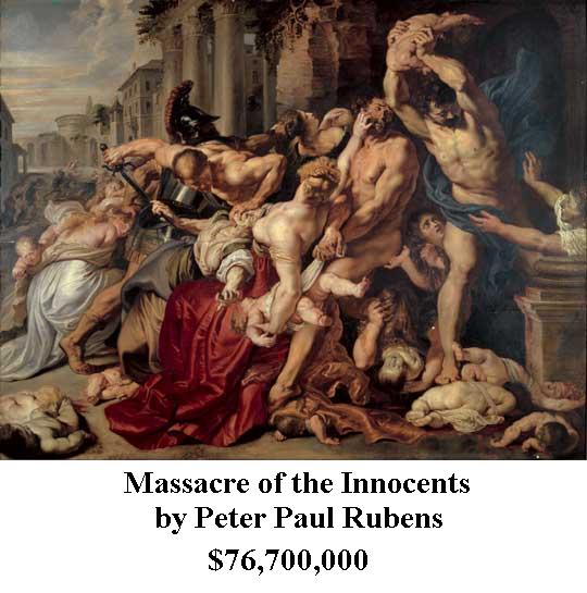 top 10 most expensive paintings in the world - Massacre of the Innocents by Peter Paul Rubens $76,700,000