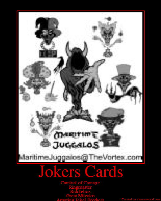 Carnival of Carnage
Ringmaster
Riddlebox
Great Milenko
Amazing Jekel Brothers
The Wraith

MMFWCL!