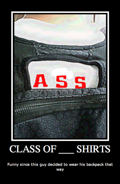 seen this guy wearing his "class of 2010" shirt and his backback covered most of the words, i know it look shopped, but i took it on my cell camera and had to enhance it so you could even see it