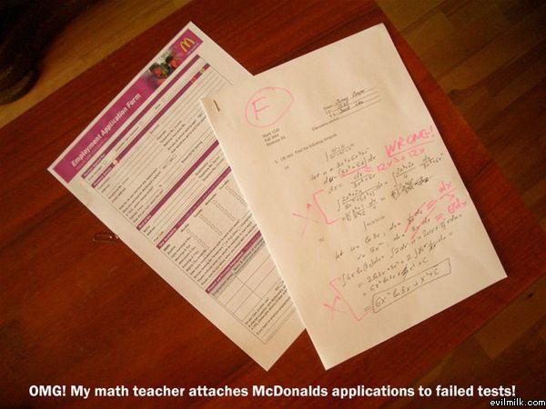 Mcdonalds application attched to failed test