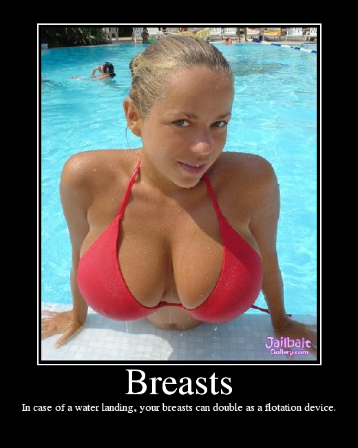 In case of a water landing, your breasts can double as a flotation device.