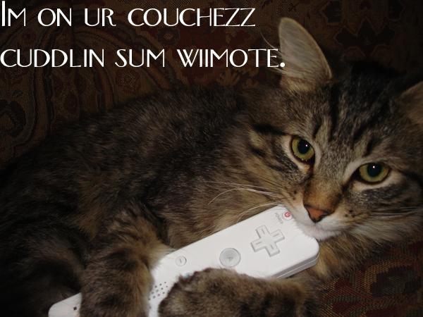 whiskers - 'Im On Ur Couchezz Cuddlin Sum Wiimote.