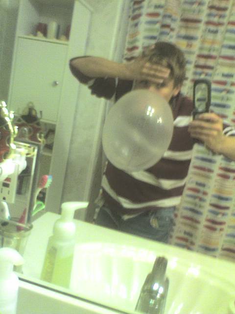 me blowing a big bubble