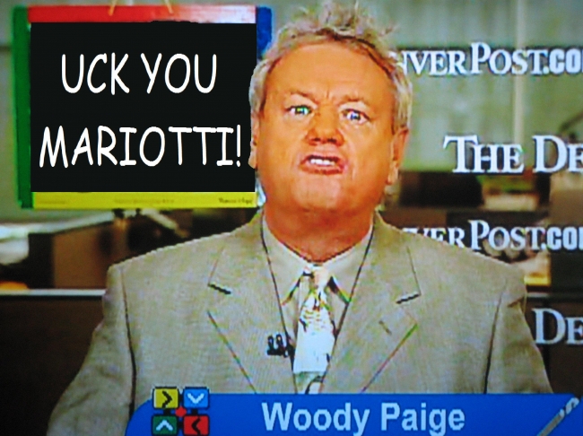 Woody Paige expresses his hatred of Jay Mariotti through his blackboard.