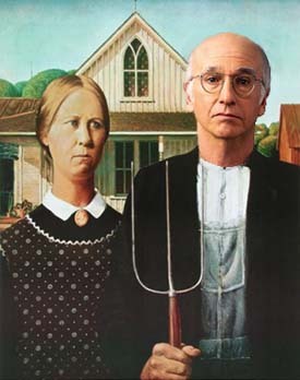 American Gothic photoshopped with Larry David.