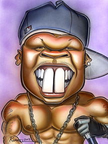 drawing of 50 cent with some big choppers
