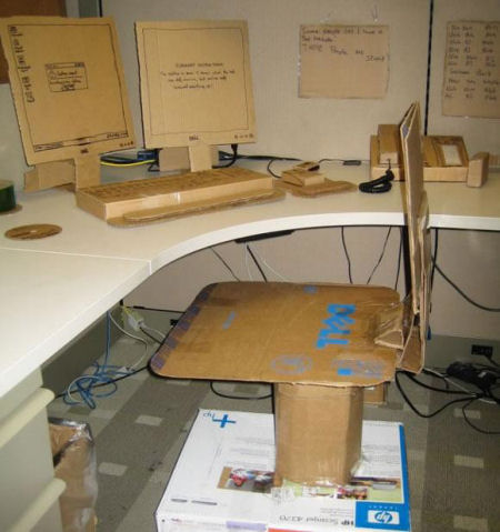To cut back on office expenses this company decided that all their furniture, computers and phones would be made out of cardboard.