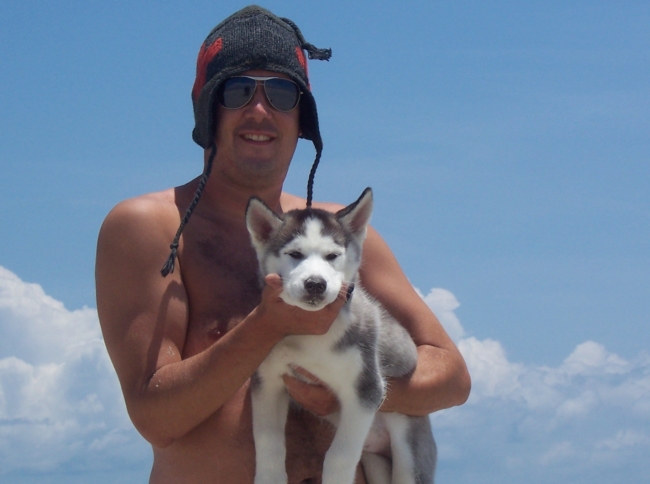 Me and my dog on the beach