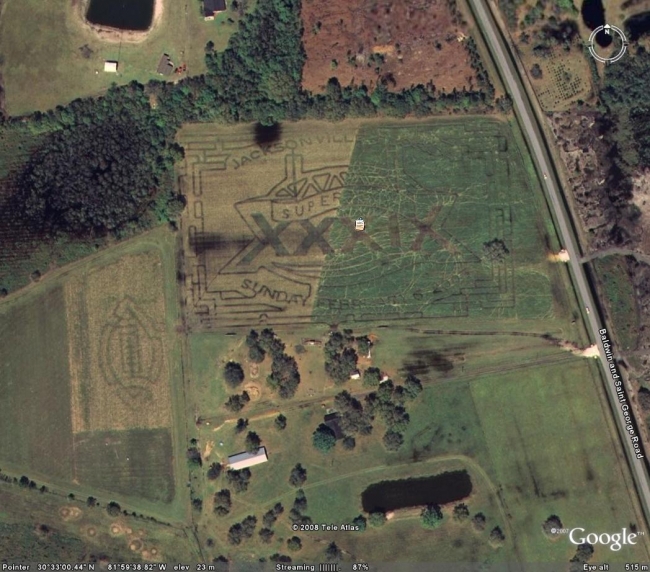 aerial photography - Super Baldwin and Saint George Road Ole Atlas "Google" Ewalt 515 m Pointer 3033'00.44N 81'59'38.62 W elev 23 m Streaming 6795