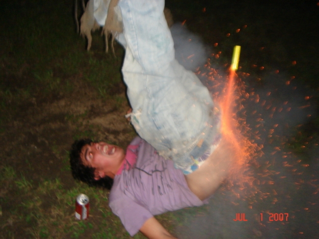 my brother drunk at a july 4th party.