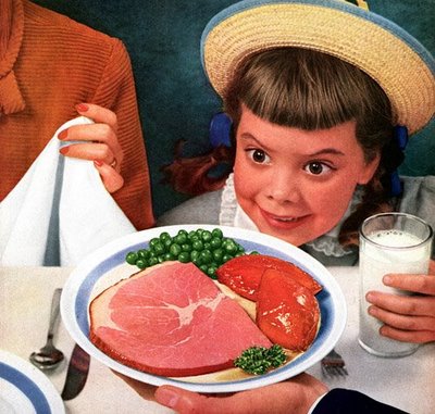 children eating meat