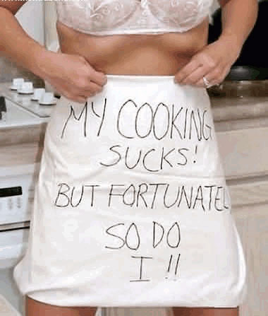 A Wife asks her husband whats better, herself or her cooking in this funny picture - now is this a perfect wife?