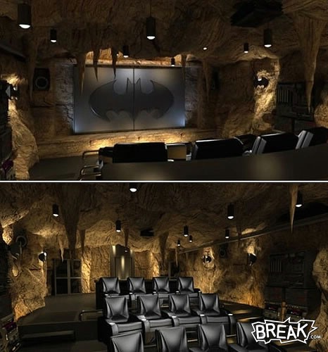 This is pretty sweet. Some guy turned his home theater into the batcave.