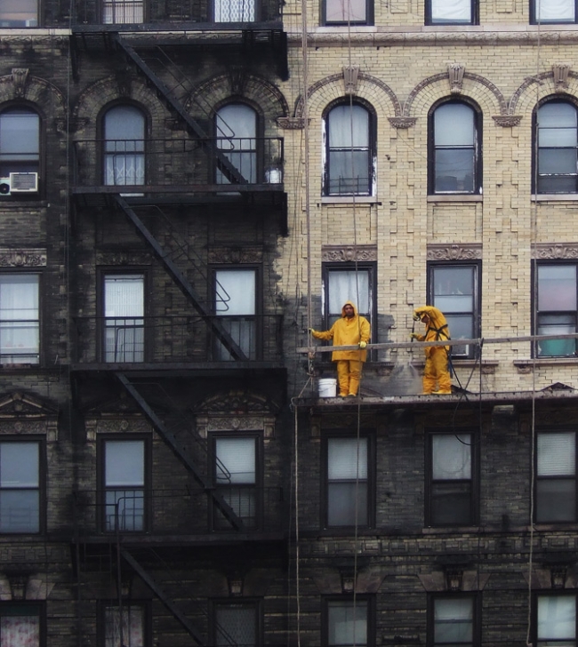 This building owner in NYC is restoring their old buildings. It's amazing what just a power washer can do. 
