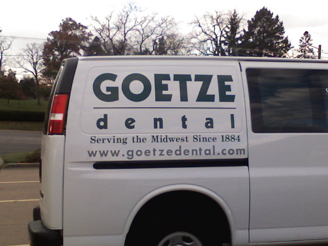 I found out that there is a "Goatze Dental" in my town. I took this pic of their van with my cellphone.