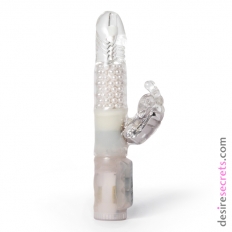 Experience fluttering exhilaration in or out of the water! This crystal clear, soft Silicone material massager has 8 rows of rotating and reversible pearl beads that will twirl you into a spiral of delight. The multi-speed fluttering butterfly clit stimulator knows just what spots to caress and kiss to drive you wild. 