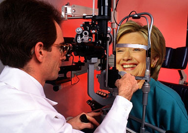 hillary gets an eye examination
