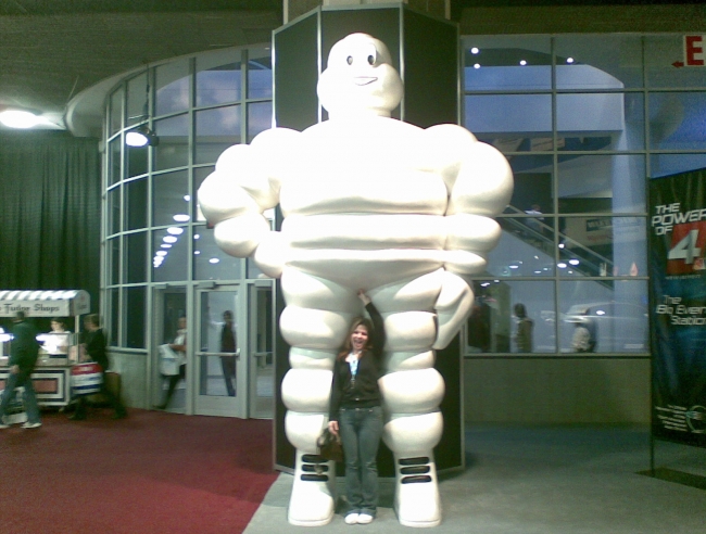 gettin fresh with the Michelin man at the Detroit auto show
