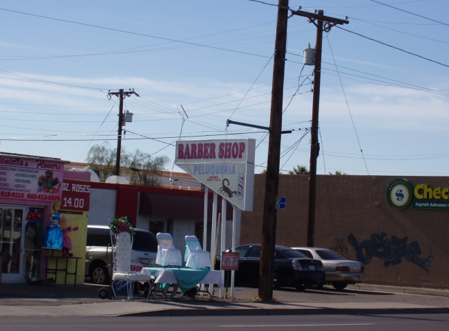 Found this barber shop on the way to the airport on my last visit to Phoenix, found it a bit odd...