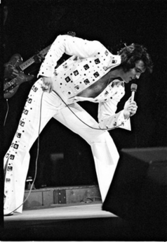 Elvis Presley performs at Madison Square Garden in this June 1972 photo provided by George Kalinsky. Kalinsky, who has been the official Garden photographer for more than 40 years, came across the never-before-seen photos while looking for images for a publicity campaign called 'Great Moments in New York
