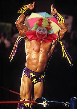 One of the many failed face paint schemes befor the Ultimate Warrior decided on his signature look.