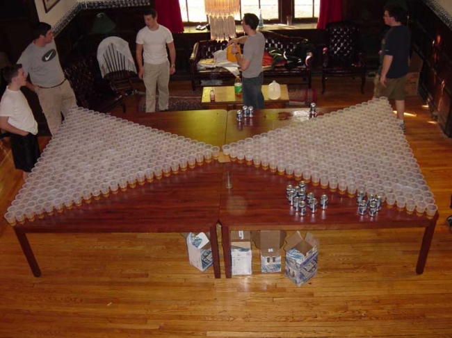 massive game of beer pong
hard to miss