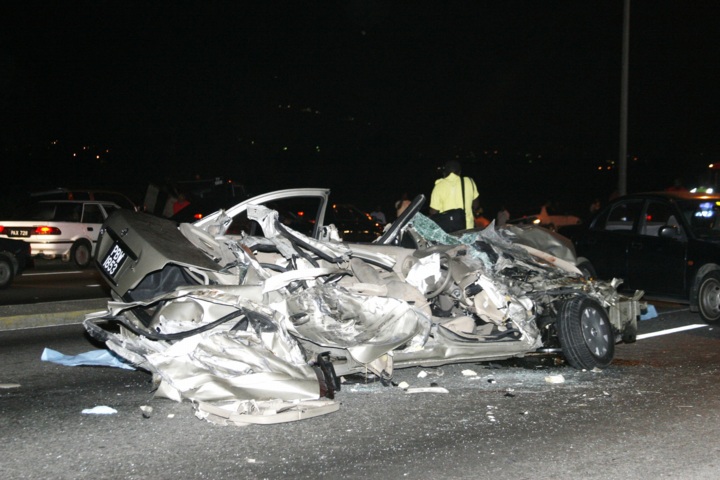 Car crash happened in San Juan, Trinidad and Tobago.