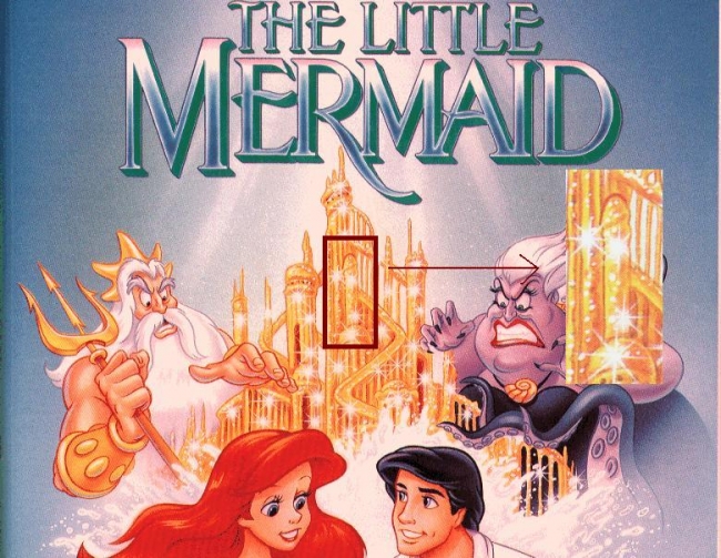 On the classic cover of the Little Mermaid , a penis can be found animated in the castle
