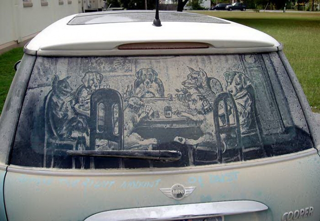 Dirty car window art