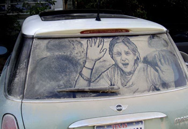 Dirty car window art