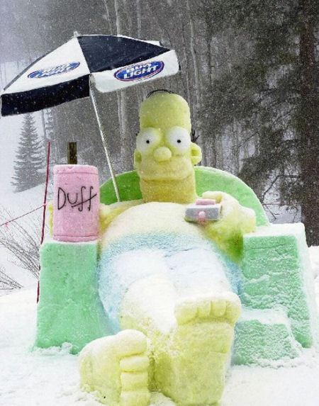 Homer made out of snow