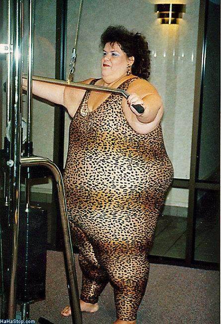 Fat mama at the gym.