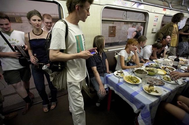 Dinner on the subway