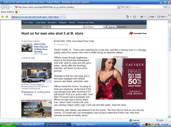 recent killing in chicago suburb strip mall. viewed news story and this ad was with it.