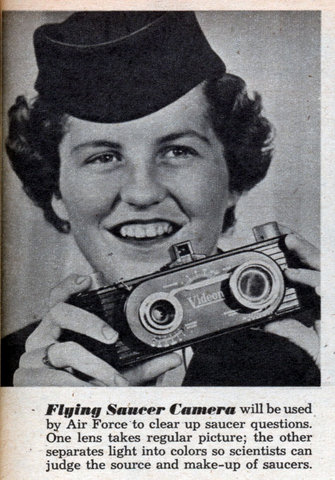 A vintage clipping for an air force flying saucer camera.