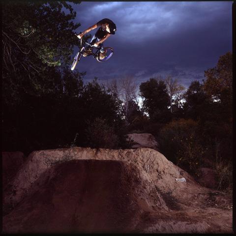 This is a great picture of a bmx jump.