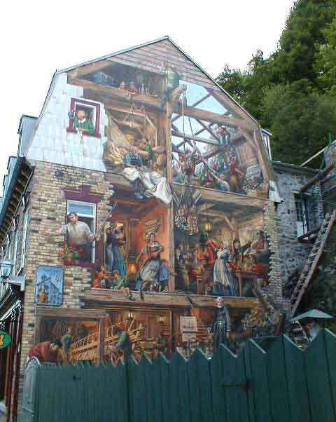 The whole side of this house is painted.  Its pretty cool.  It looks really realistic