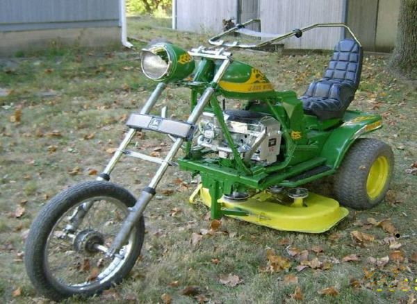 johndeere lawnmower with motorcycle parts
