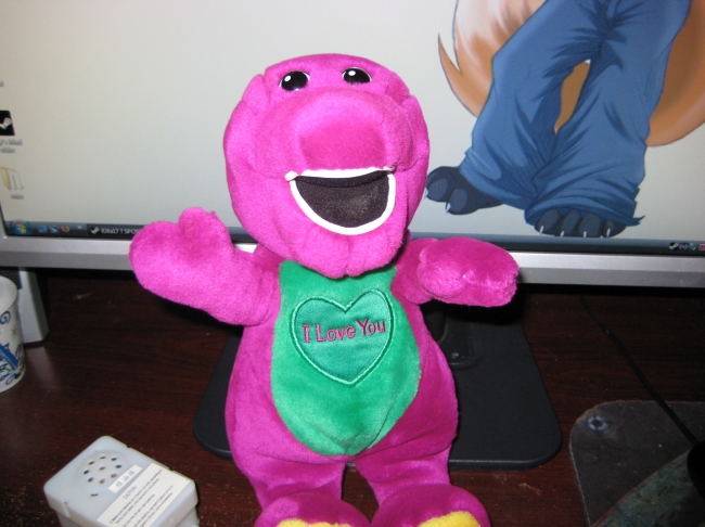 A very messed up barney toy