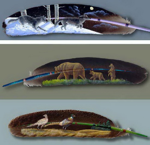 Amazing feather paintings