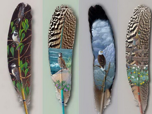 Amazing feather paintings