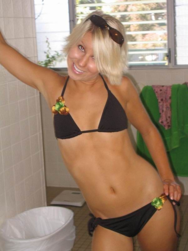blond in black bikini