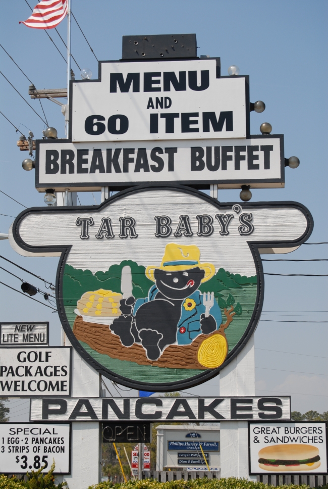 My Mom was driving back from South Carolina when she came across this sign and couldn't believe her eyes. She took this picture figuring no one would believe her even if she told them that this restaurant exists.