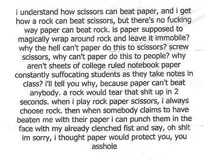 rock vs. paper rant