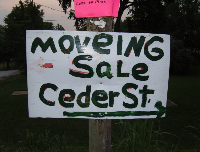 i believe it was supposed to be advertising a moving sale on cedar street