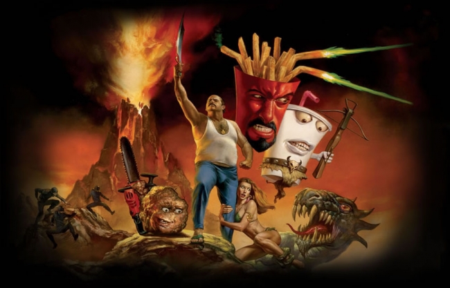 Aqua Teen Hunger Force drawn in Boris Vallejo style. Actually a spoof version of one of their drawings.Thanks.